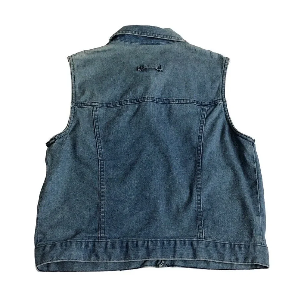 Vintage Talbots Vest Womens Small Blue Denim Button Front Cotton Spandex Pockets - Picture 11 of 15